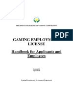 Gaming Employment License Handbook For Applicants .
